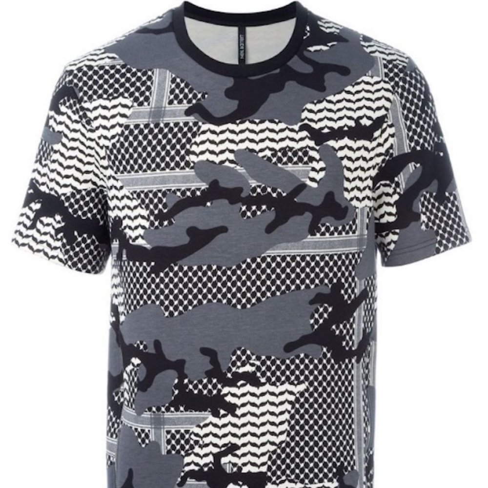 NEIL BARRETT MENS CAMOUFLAGE PATTERN SHORT SLEEVE ZIP MODERNIST SWEATSHIRT MED